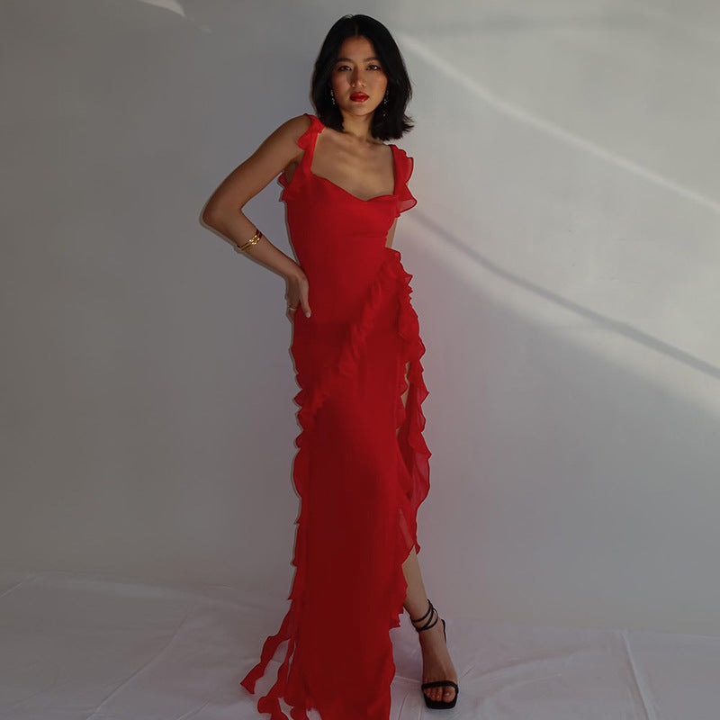 Spring Sexy Slim Fit High Slit Ribbon Sexy Cami Dress for Women by Ragazza
