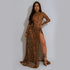 Women Wear Sexy Leopard Print Long Sleeve Split Dress by Ragazza