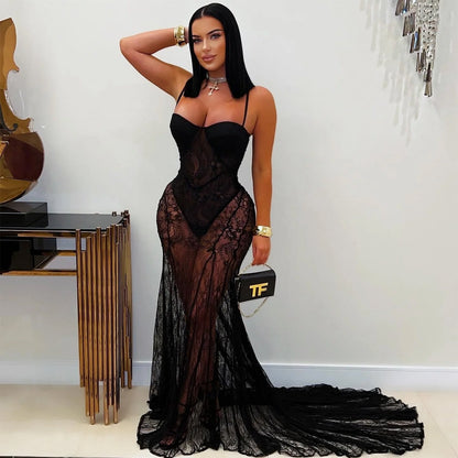 Women Wear Sexy Sling Lace See through Formal Dress by Ragazza