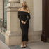 Elegant Graceful Women Dress Solid Color off Shoulder Pleated Slim Fit Figure Flattering Maxi Dress by Ragazza