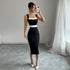 Summer Women Clothing Adult Lady Like Woman Intellectual Maxi Dress Square Neck Strap Contrasting Color Dress  DestGlow