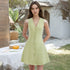 Women Sweet Spring Summer Retro Plaid V neck Buttons Sleeveless Mini Dress by Ragazza