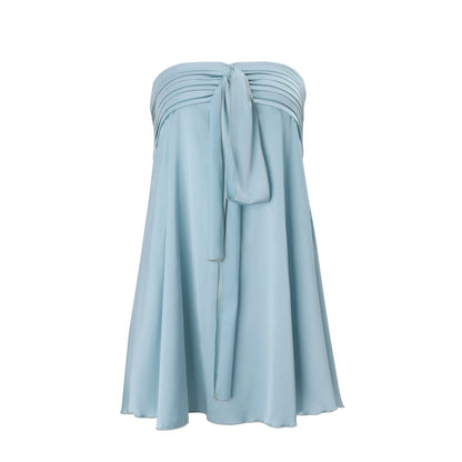 Women Clothing Spring Sexy Street Satin Tube Top Strap Solid Color Sleeveless Dress by Ragazza