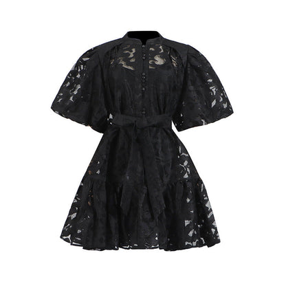 Spring Single Breasted Printed Lace up T shirt Shory Dress Women by Ragazza