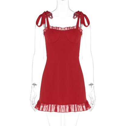 Women Clothing Summer Sexy Low Cut off Neck Strap Slim Fit Waist Controlled Slimming Dress by Ragazza