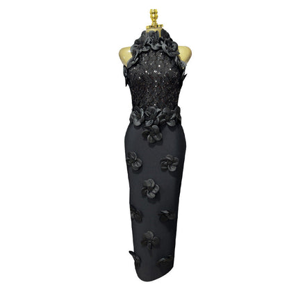 Summer High Grade Sleeveless Sheath Dress Three Dimensional Floral Beaded Slim Slimming Sheath Dress Women by Ragazza