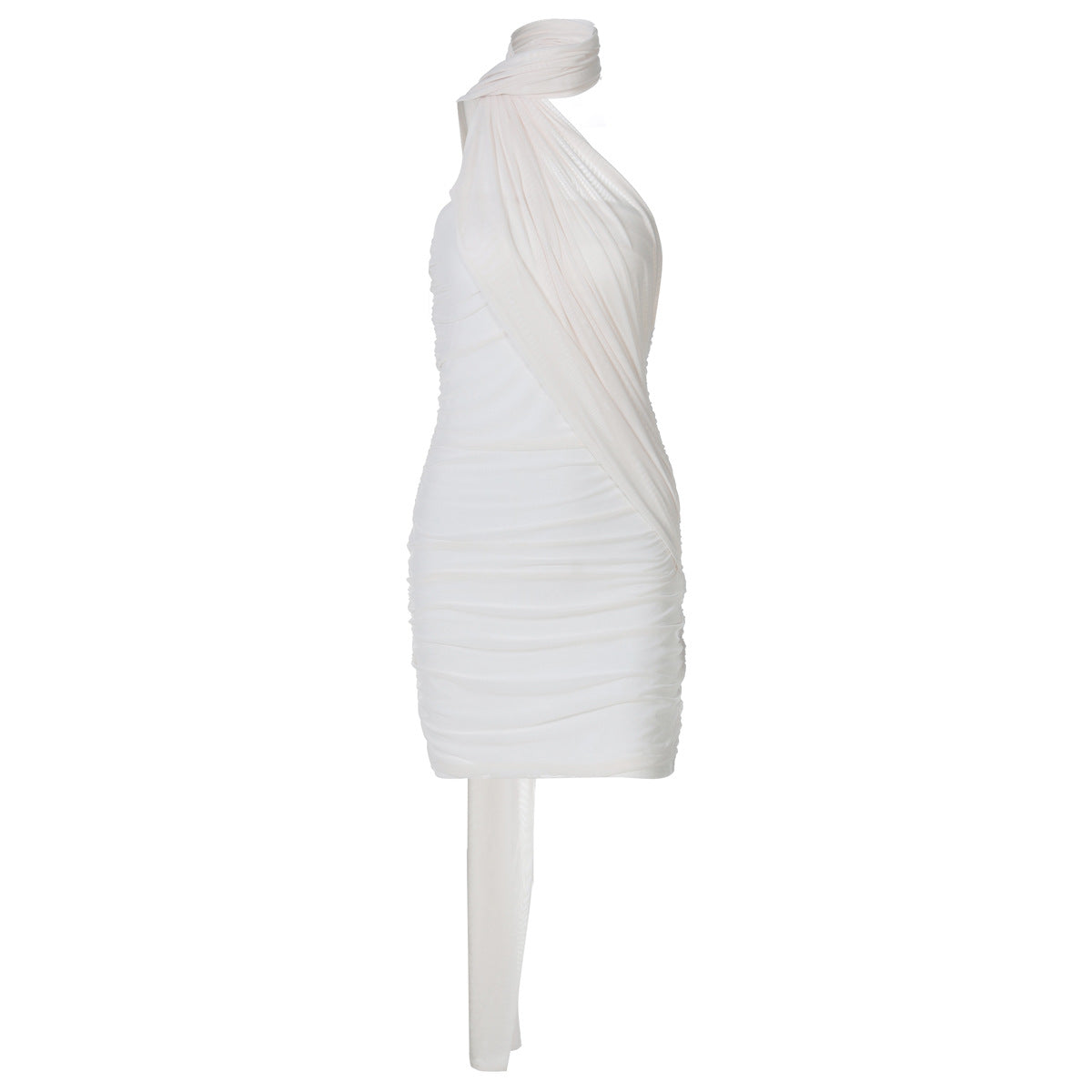 Summer Women Clothing Mesh Stitching Solid Color Ribbon Halter Hip Dress Women by Ragazza