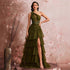 Long Elegant Oblique Shoulder Cocktail Party Dinner Dress Luxury Slit Bridesmaid Graduation Dress Tiered Dress by Ragazza