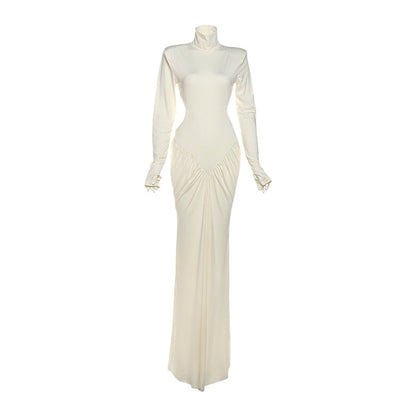 Summer Women Clothing High Collar Slim Sexy Backless Solid Color Maxi Dress by Ragazza