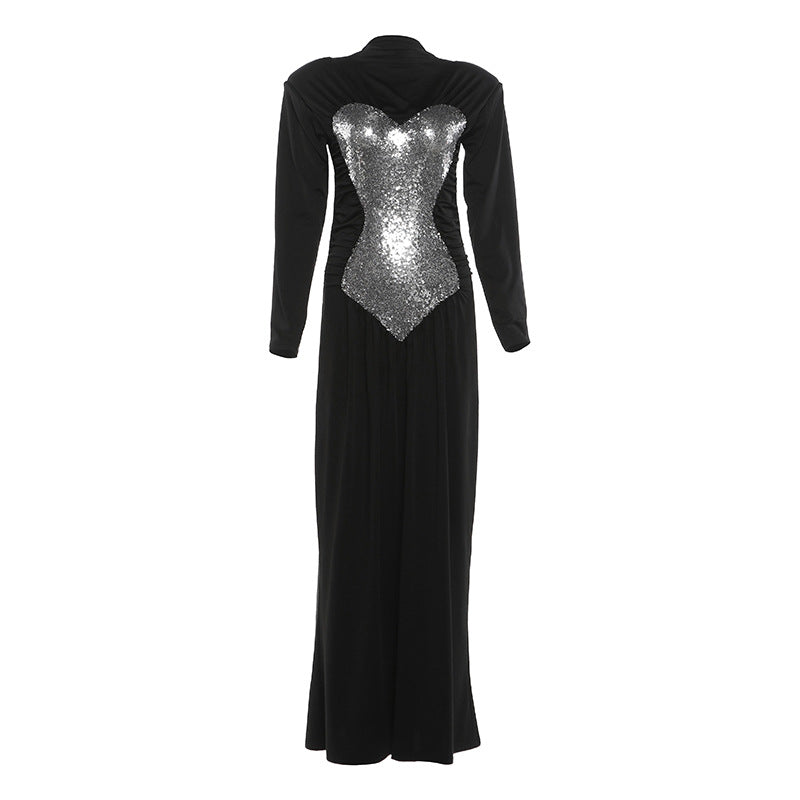 Winter Women Clothing Sequin High Waist Slim Dress Maxi Dress by Ragazza