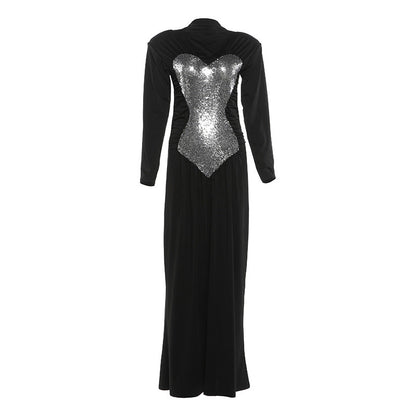 Winter Women Clothing Sequin High Waist Slim Dress Maxi Dress by Ragazza