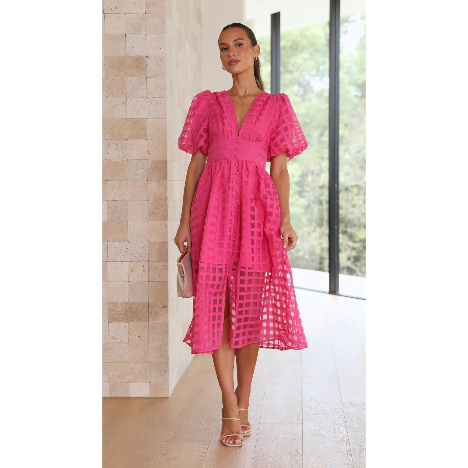 Spring Summer Multi Color Lantern Sleeve Dress Casual Party Dress Women by Ragazza