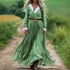 Women Retro Bohemian Long Cotton Linen Dress by Ragazza