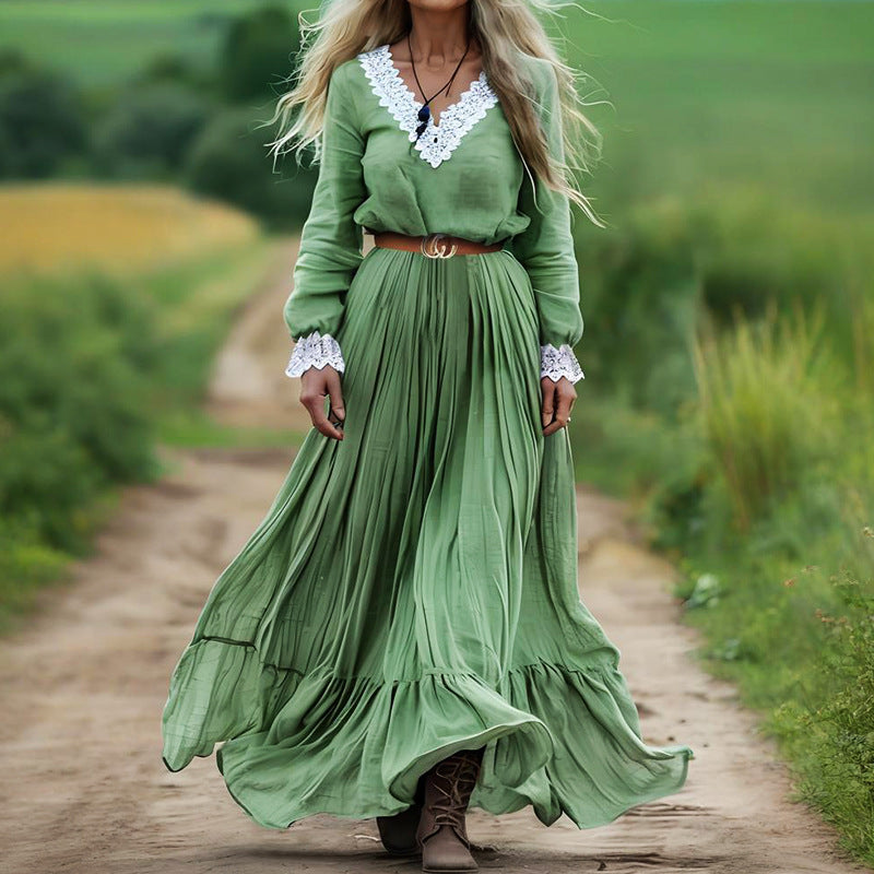 Women Retro Bohemian Long Cotton Linen Dress by Ragazza