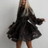 Women Clothing Early Spring Chiffon Leopard Print Long Sleeved Dress Street Collared Pettidress by Ragazza
