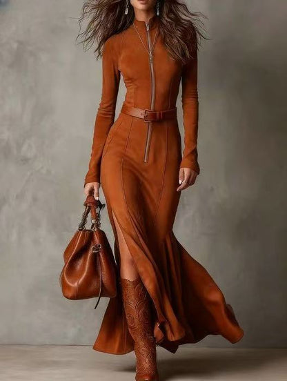 Fall Elegant Graceful Zipper Collared Jumpsuit by Ragazza