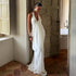 Women Clothing Autumn Sexy Loose Backless Sleeveless V neck Pleated Long Halter Mesh Dress by Ragazza