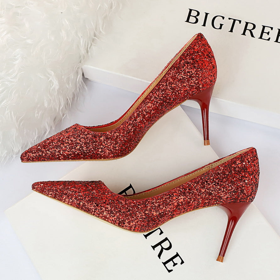 Sexy Nightclubs Thinner High Heels Women Shoes Stiletto Heel Sparkle Sequ Pumps  DestGlow
