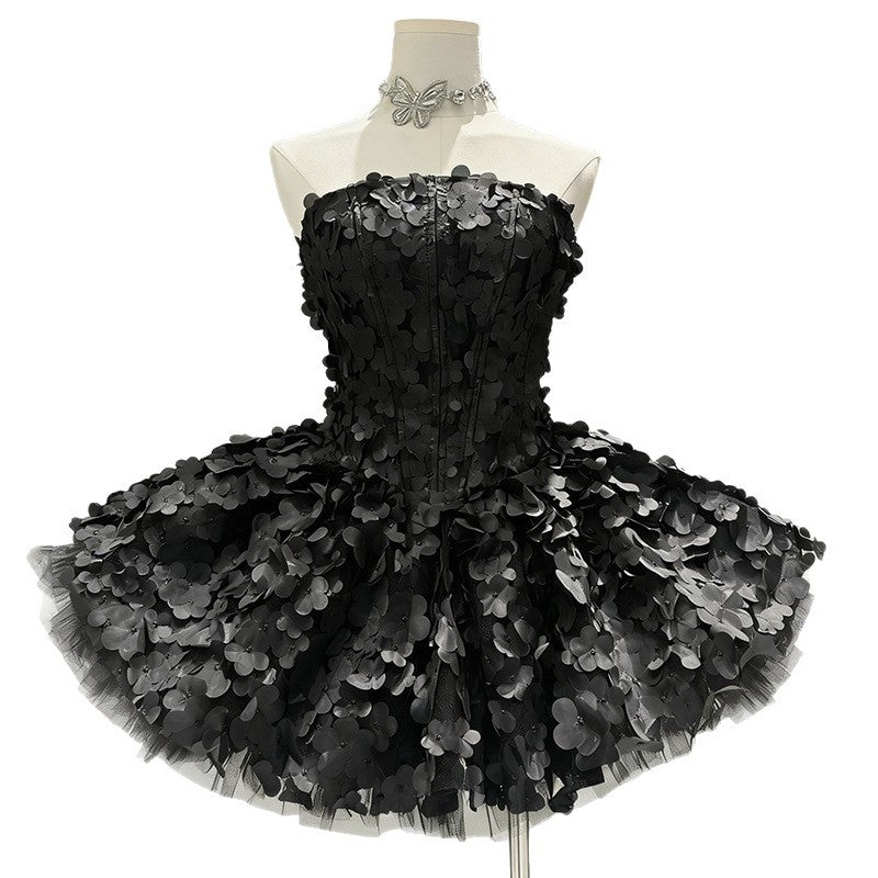 Spring Elegant Elegant Sweet Tube Top Floral Dress Waist Slimming Heavy Work Dress Women by Ragazza