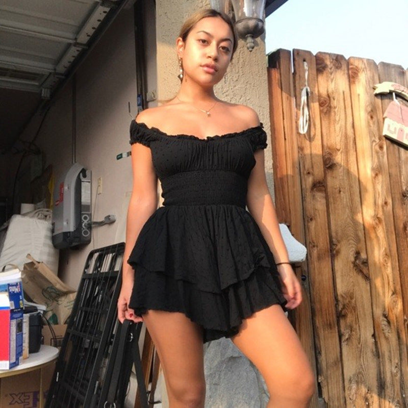 Women Summer Dress Wooden Ear MiuMiu Bag Sleeve Cinched Bodycon Irregular Asymmetric Hem Tiered Dress by Ragazza