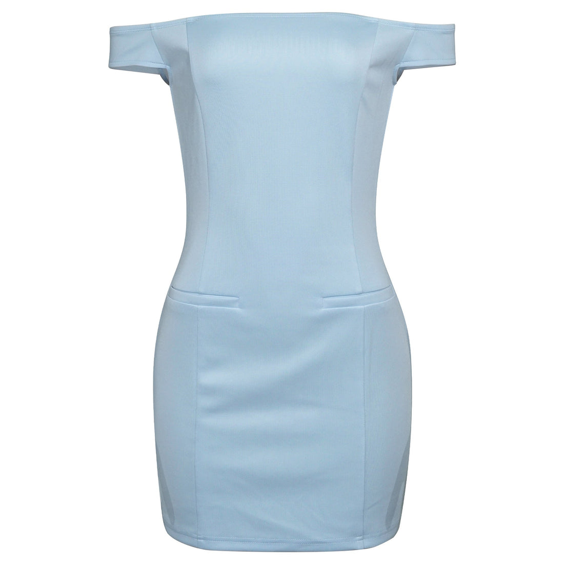 Spring off Shoulder Front Hand Waist Tight Slim Fit Skirt Solid Color Dress Women by Ragazza