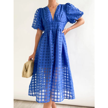 Spring Summer Multi Color Lantern Sleeve Dress Casual Party Dress Women by Ragazza