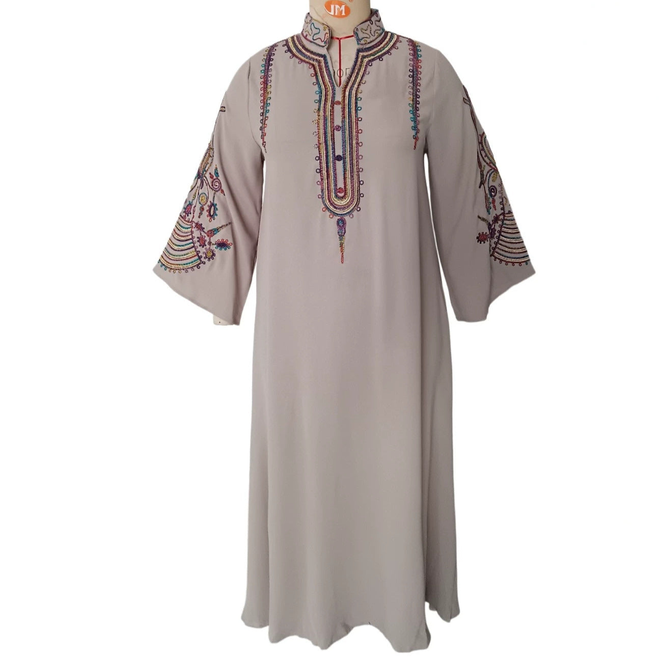 Ethnic Embroidered Pullover Dress Loose Robe Rope Embroidery Craft Women Clothing  DestGlow