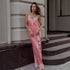 Lace Spaghetti Strap Maxi Dress Summer Artificial Silk Sexy Slit Stitching Lace Dress Women by Ragazza