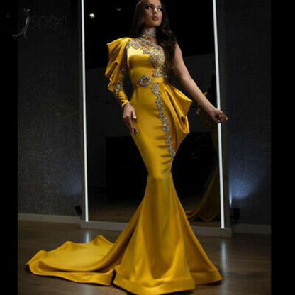 Women Clothing Evening Dress Gold High Collar Dress Cocktail Dress by Ragazza