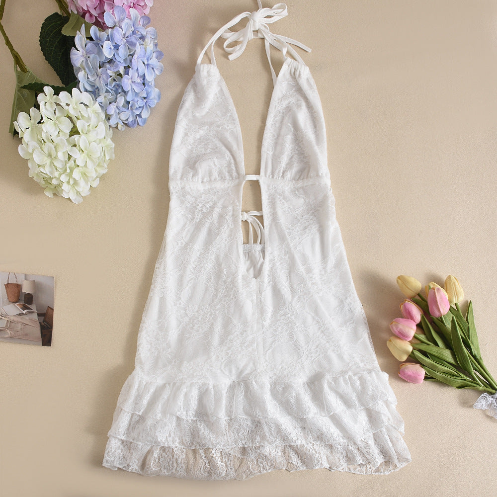 Sexy Women Clothing Dress Autumn Lace up Lace Cake Type Backless Sexy by Ragazza