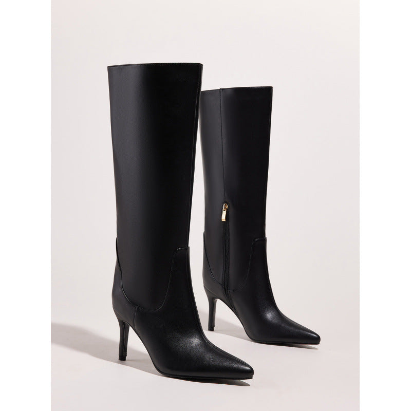 Straight Stiletto Snake Pattern Pointed Toe Side Zip Comfortable Outdoor Women Boots  DestGlow