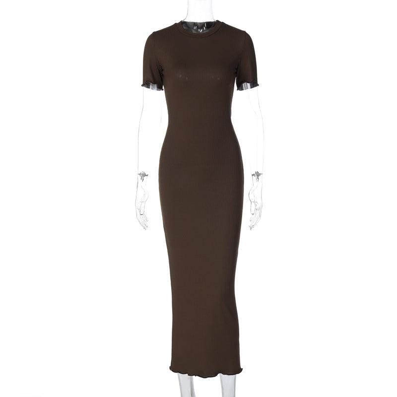 Women Clothing Winter round Neck Slim Back Lace up Long Sleeve Dress by Ragazza