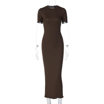 Women Clothing Winter round Neck Slim Back Lace up Long Sleeve Dress by Ragazza