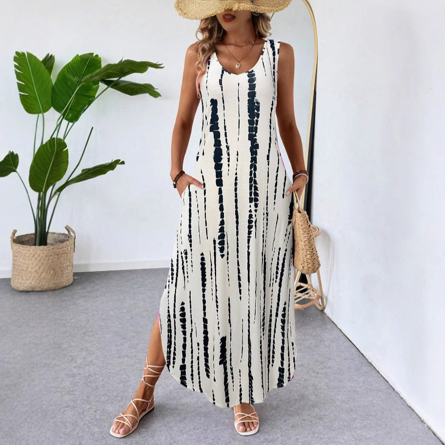 Summer Printed Sleeveless Slim Fit Slim Fit Sleeveless Dress by Ragazza