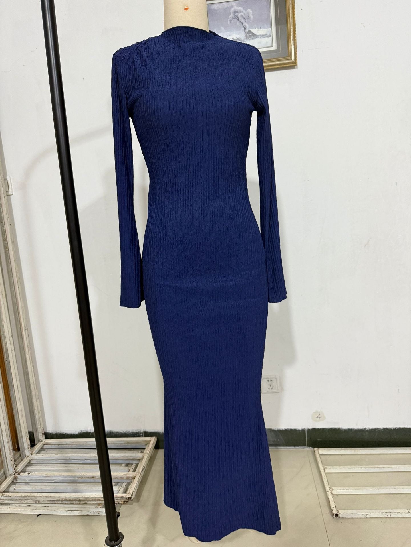 Autumn Winter Women Clothing round Neck Flared Long Sleeve Slim Sheath Dress Women by Ragazza
