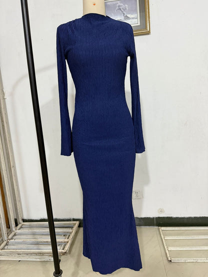 Autumn Winter Women Clothing round Neck Flared Long Sleeve Slim Sheath Dress Women by Ragazza