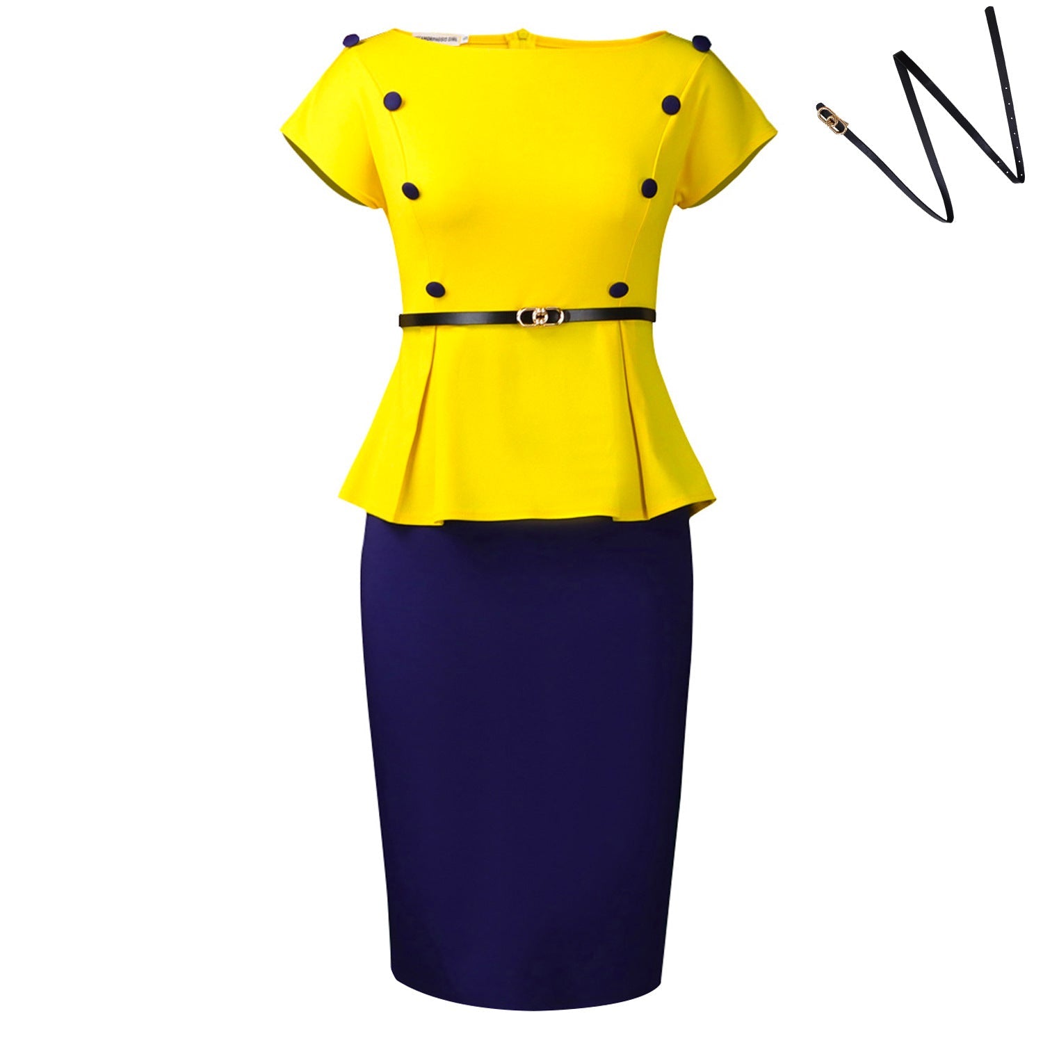 Women Clothing Plus Size Elegant Sheath Office Office Color Matching African Dress by Ragazza