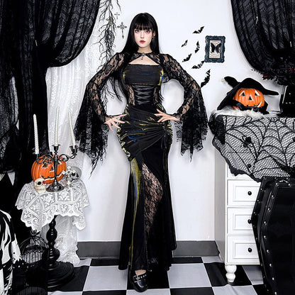 Autumn Elegant Lace Batwing Sleeve Irregular Asymmetric Overhaul Waistcoat Top Women by Ragazza