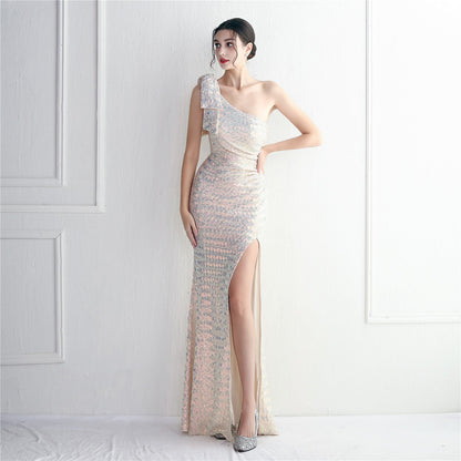 Craft Sequined Toast Clothing Long One Shoulder Appreciation Dinner Slim Fit Fishtail Wedding Socialite by Ragazza