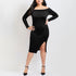 Plus Size Women Clothes Autumn French Sexy Strapless Long Sleeve Slim Fit Slimming Knitted Sheath Split Dress by Ragazza