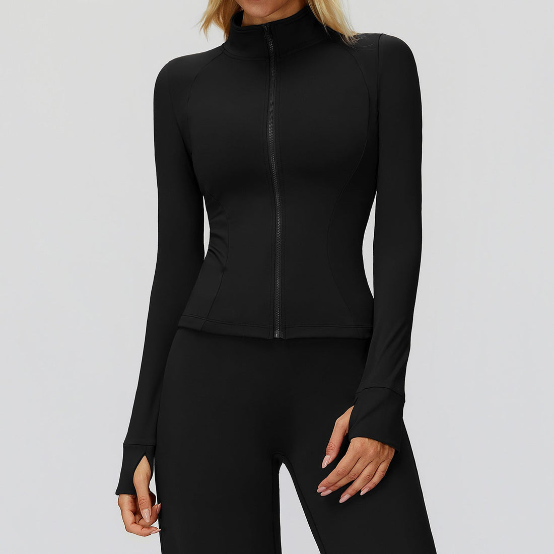 Autumn Winter Stand Collar Coat Zipper Windproof All Matching Warm Top Fitness Running Velvet Sport Coat by Ragazza