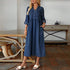 Women Clothing French Long Sleeve V neck Denim Maxi Dress by Ragazza