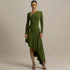 Autumn Winter Graceful Fashionable Women Slim Dress Sexy Pleated Irregular Asymmetric Maxi Dress by Ragazza