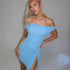 Women Summer Cross Shoulder Split Sheath Dress by Ragazza