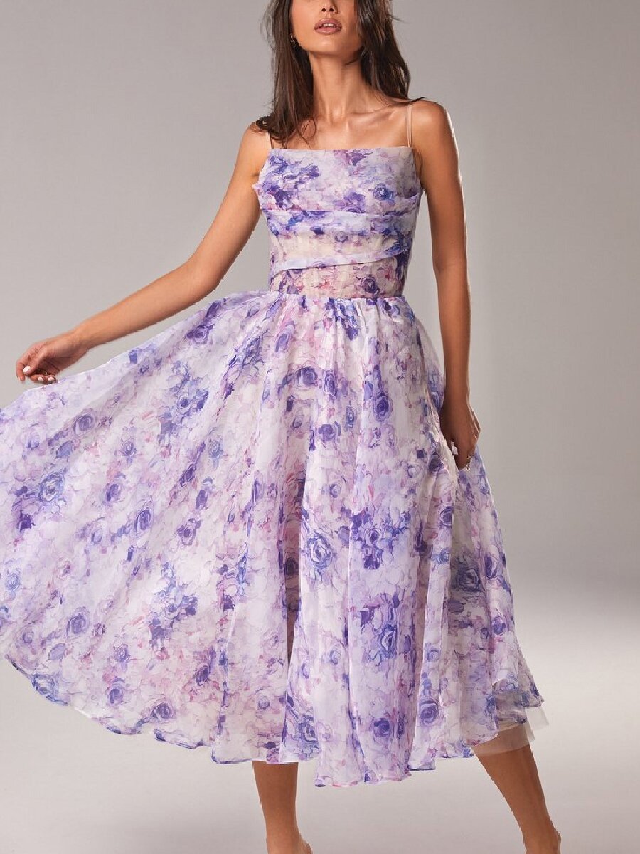 Summer Women Clothing Tube Top Sleeveless Printed Large Swing Dress by Ragazza
