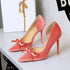 Sexy Red Bottom Stilettos Bow Side Empty High Heels Pointed Toe Cocktail Pumps Women  DestGlow