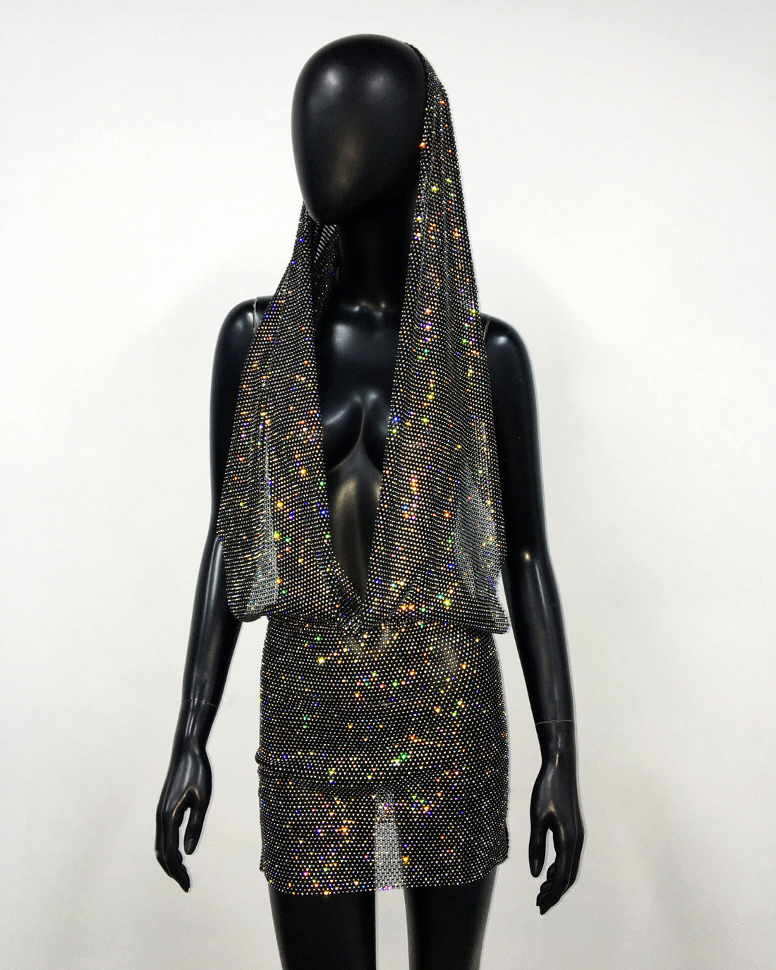 Autumn Winter Rhinestone Pockets Collar Halter Dress Sexy Backless Party Hip Dress by Ragazza