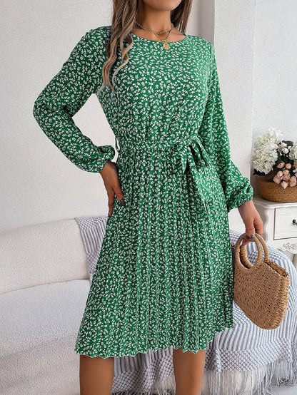 Spring Summer Casual Long Sleeved Floral Large Hem Pleated Women Clothing by Ragazza