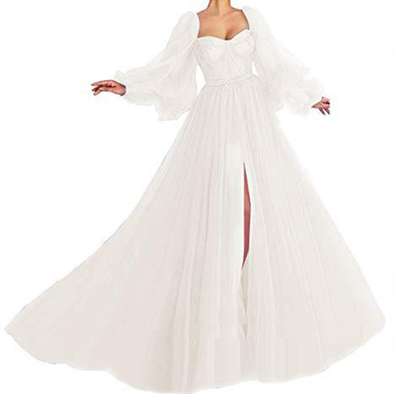 Summer Women Clothing Graceful Fashionable Dress Mesh Split Expansion Dress Wedding Evening Dress by Ragazza
