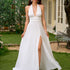 Elegant Halter Lace up Chiffon Dress Sexy Sexy Deep V Plunge neck Backless Slit Formal Dress Maxi Dress by Ragazza